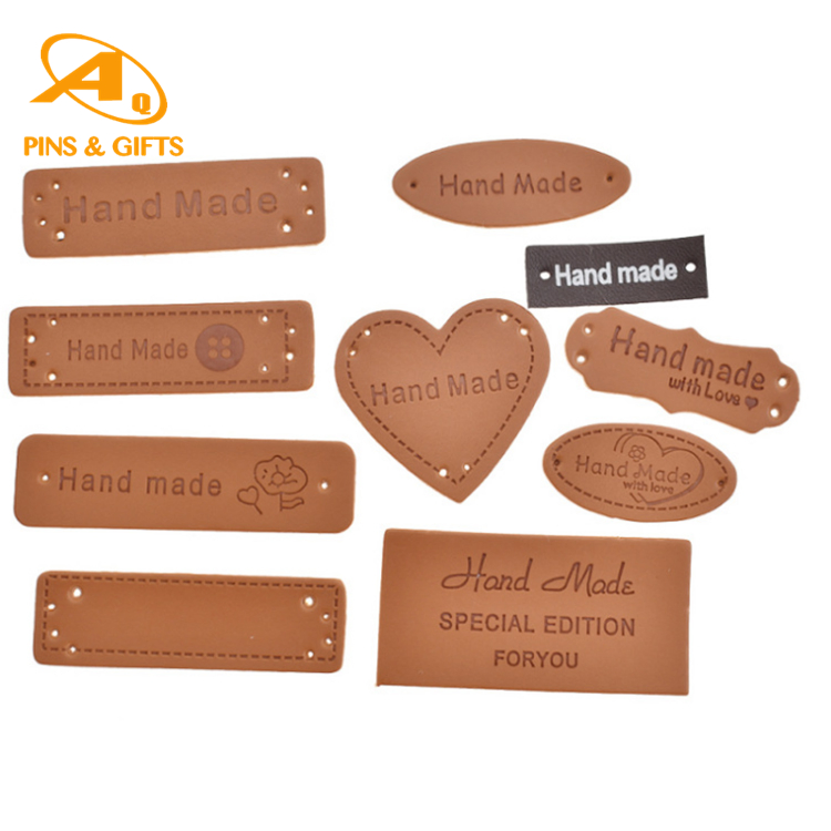 Fashion PU Leather Sign Metal Logo Patch Embossed Soft PVC Label for Jacket/Handbag/Jeans