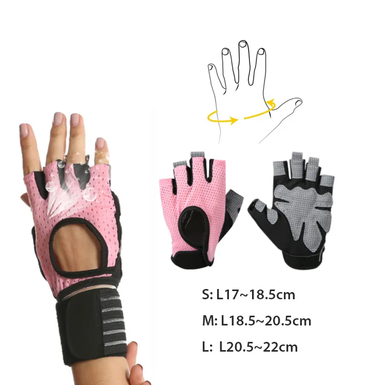 Full Padded Breathable Workout Gloves, Knuckle Weight Lifting Fingerless Gym Exercise Gloves with Curved Open Back, Custom Print Sport Glove for Women and Men