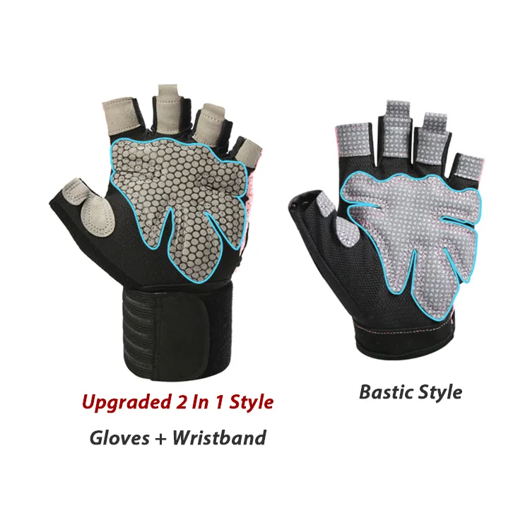 Full Padded Breathable Workout Gloves, Knuckle Weight Lifting Fingerless Gym Exercise Gloves with Curved Open Back, Custom Print Sport Glove for Women and Men