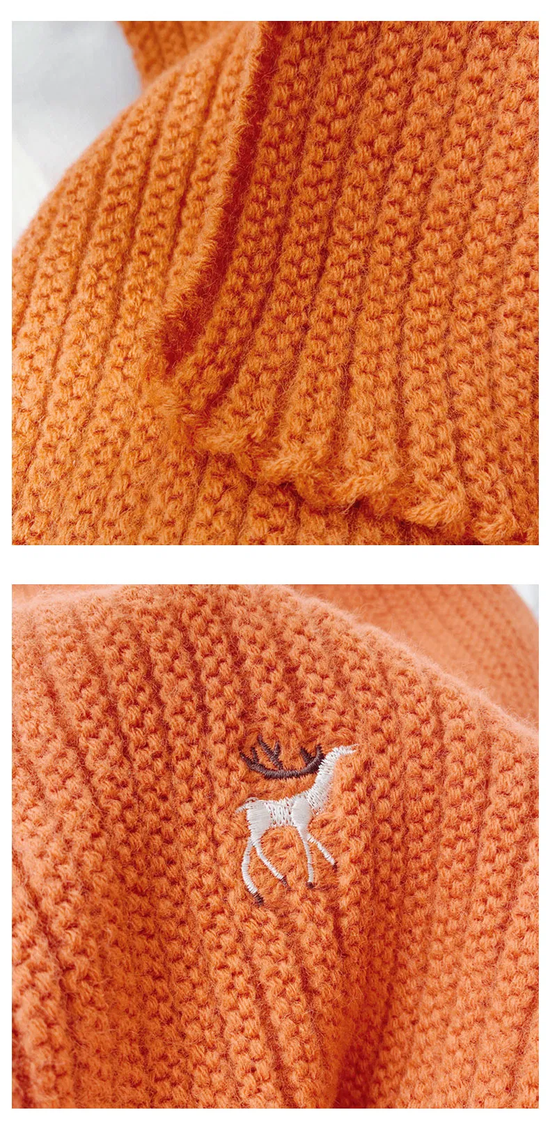 Girls Hot Item Fashion Knitting Scarves Ladies Shawl All Match Kids Children Nice Accessories Scarf for Student with Embroidery Deers