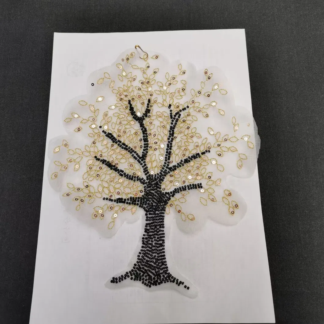 Handmade Large Big Size Lace Appliques and Patches 3D Flower Beaded Embroidery Patches with Crystal Rhinestone