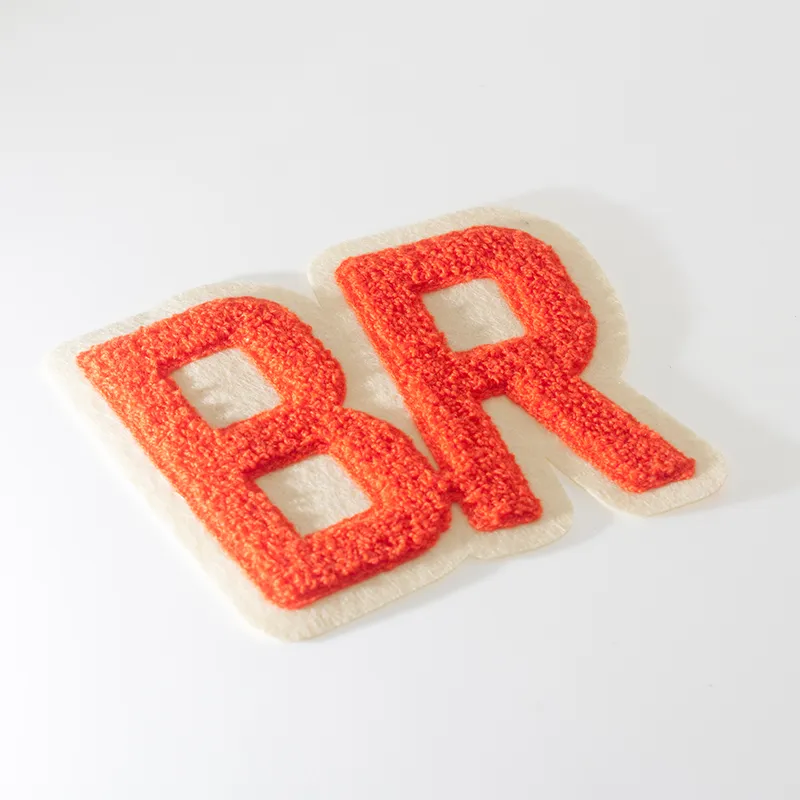 High Quality Color Letter White Felt Backing Sew on Chenille Embroidery Patch for Child′s Garment