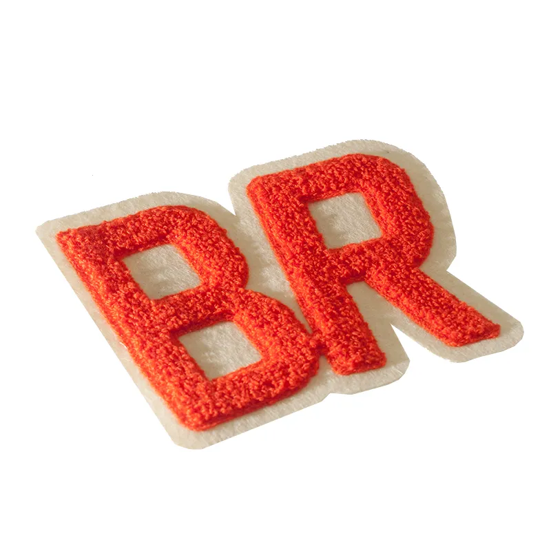 High Quality Color Letter White Felt Backing Sew on Chenille Embroidery Patch for Child′s Garment