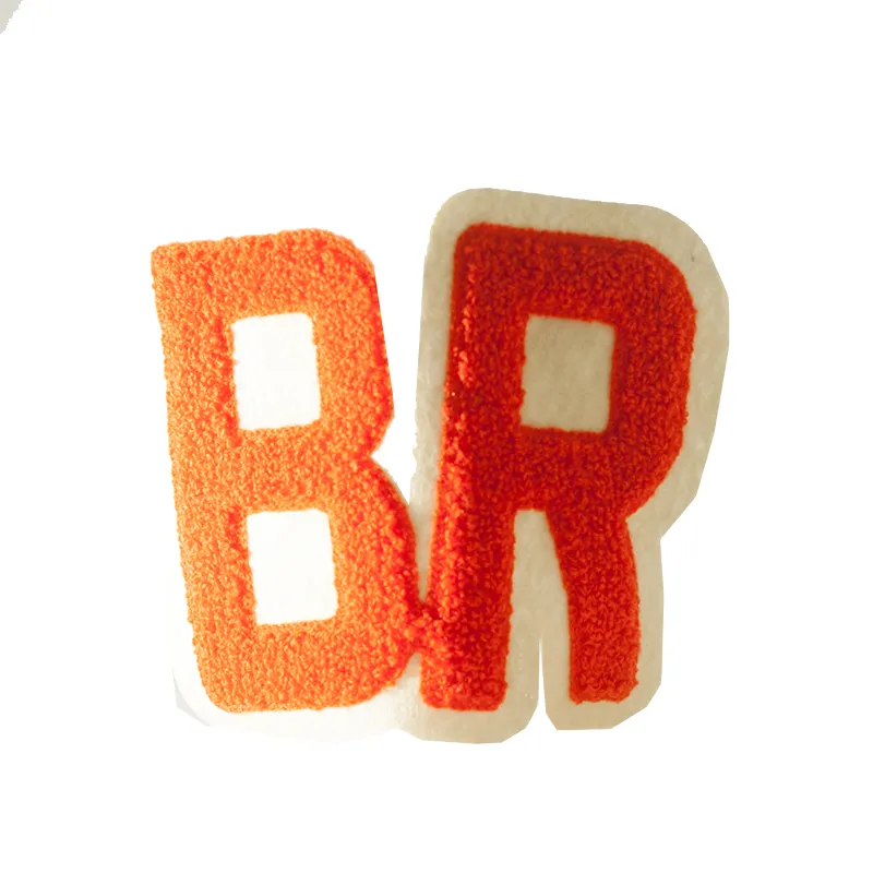 High Quality Color Letter White Felt Backing Sew on Chenille Embroidery Patch for Child′s Garment