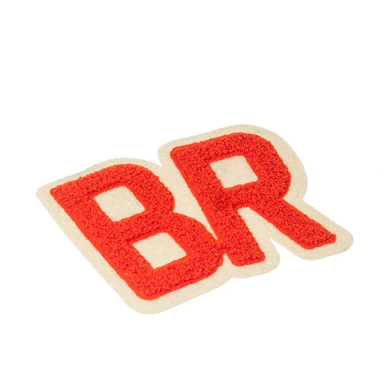 High Quality Color Letter White Felt Backing Sew on Chenille Embroidery Patch for Child′s Garment