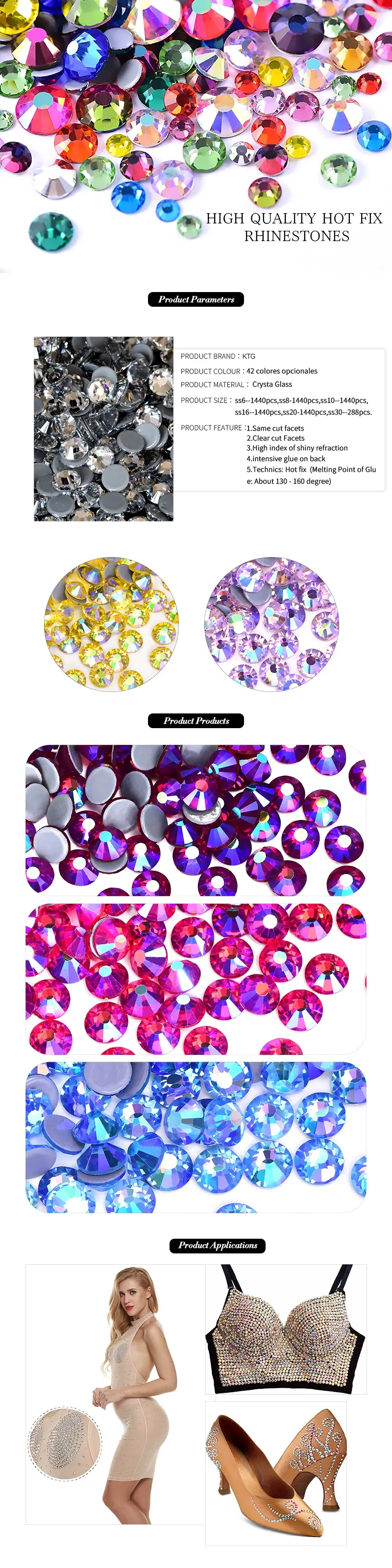 High Quality Wholesale Flat Back Iron on Light Pink Ab Hot Fix Rhinestone for Garments