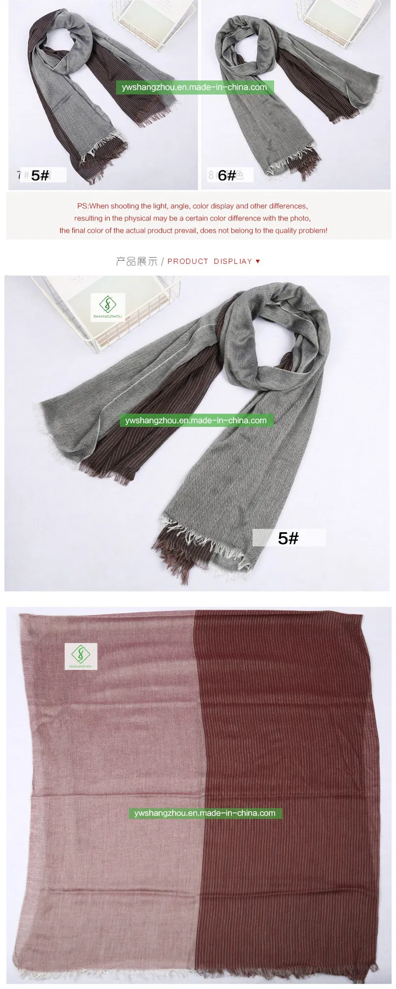 Hot Sale Blended Two-Color Stitching Scarf Fashion Lady Sunscreen Shawl