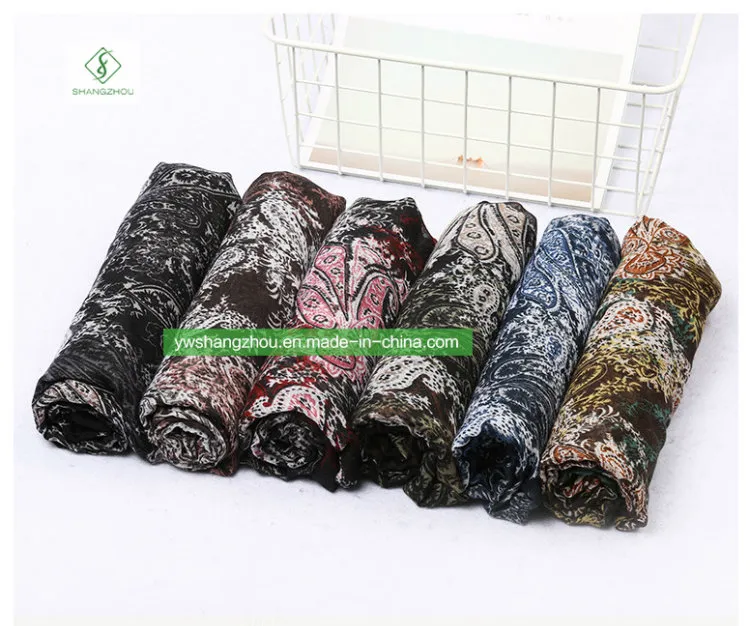 Hot Sale Cashew Printed Viscose Shawl Fashion Lady Moslem Scarf