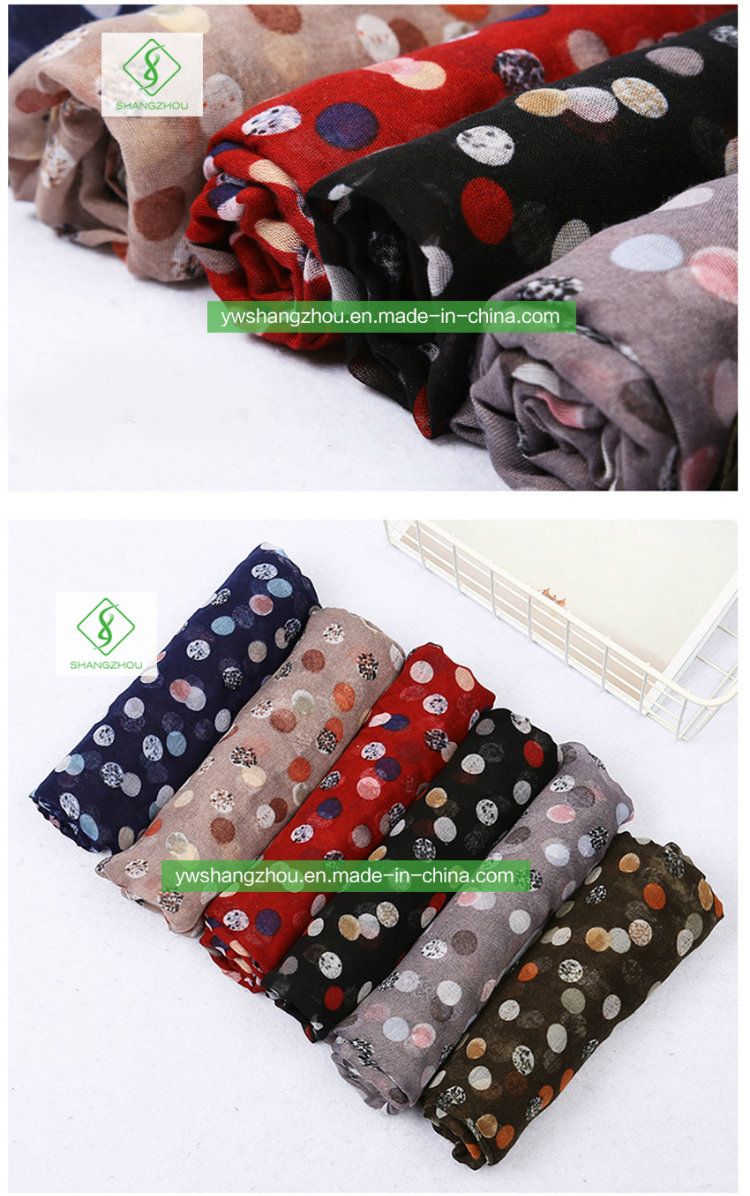 Hot Sale Colorful DOT Printed Viscose Shawl Fashion Lady Scarf