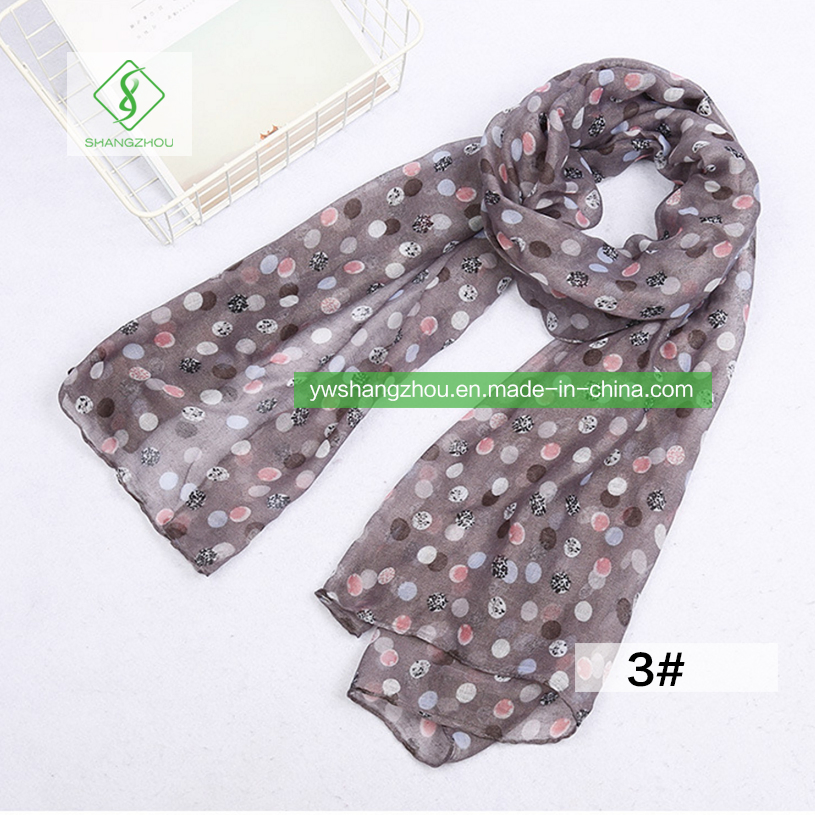 Hot Sale Colorful DOT Printed Viscose Shawl Fashion Lady Scarf