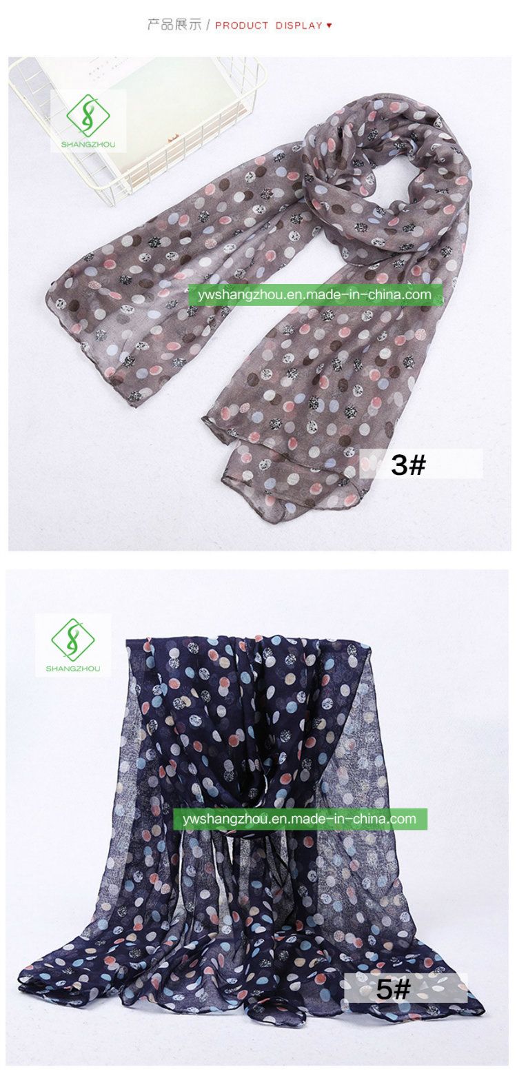 Hot Sale Colorful DOT Printed Viscose Shawl Fashion Lady Scarf