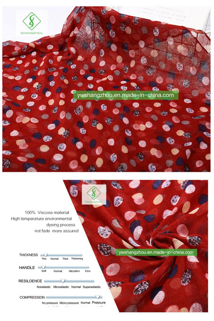 Hot Sale Colorful DOT Printed Viscose Shawl Fashion Lady Scarf