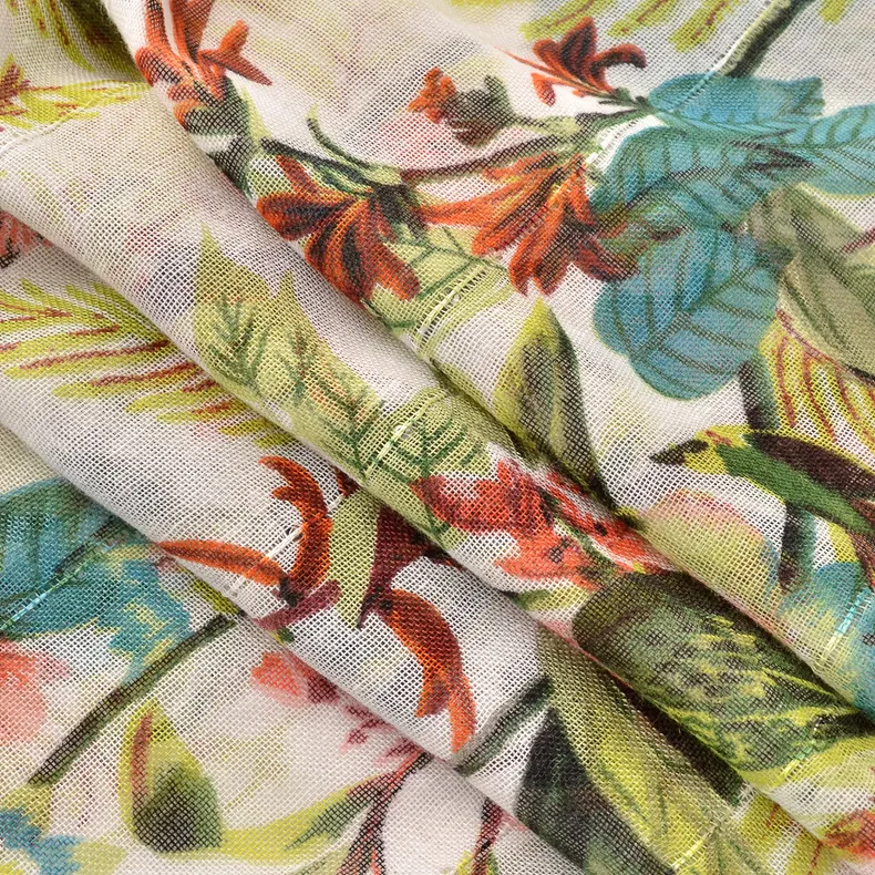 Hot Sale Flora Print Female Shawl Spring Summer Sequins Printing Fashion Scarf Fashionfa Hijiab Cotton Muffler