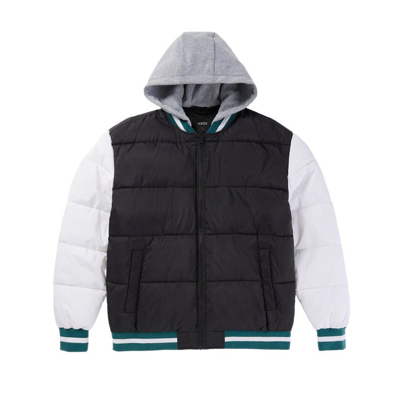 Urban Mens Hooded Varsity Puffer Jacekt