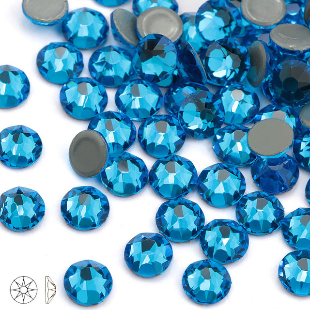 Kingswick Montana Glass Hot Fix Rhinestone 2088 Cut Facets 8 Big 8 Small Iron on Hotfix Rhinestones for Motif