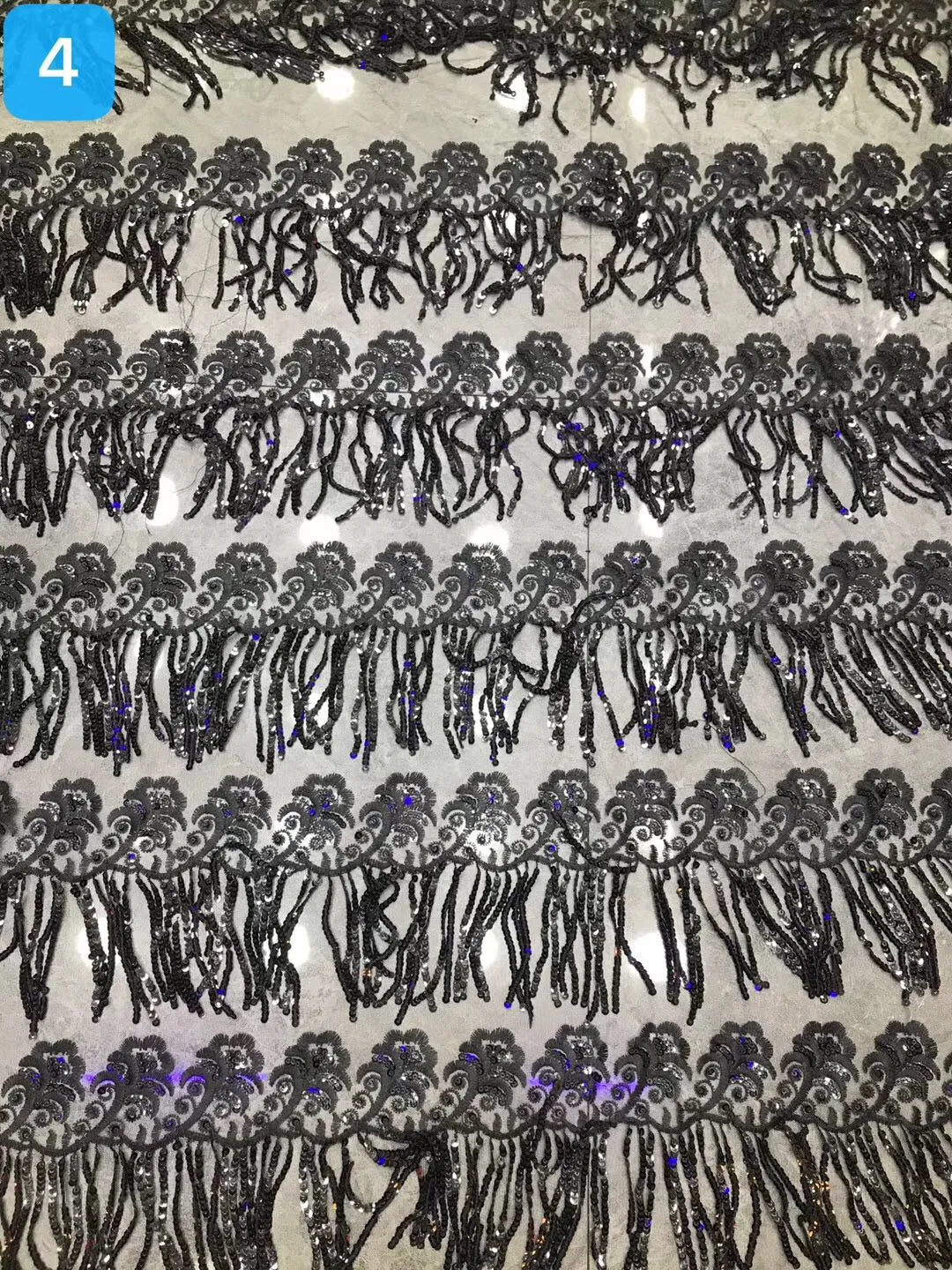 Lace Fabric with Sequins for Bags and Garments