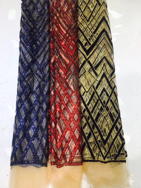 Lace Fabric with Sequins for Elegant Evening and Party Gowns