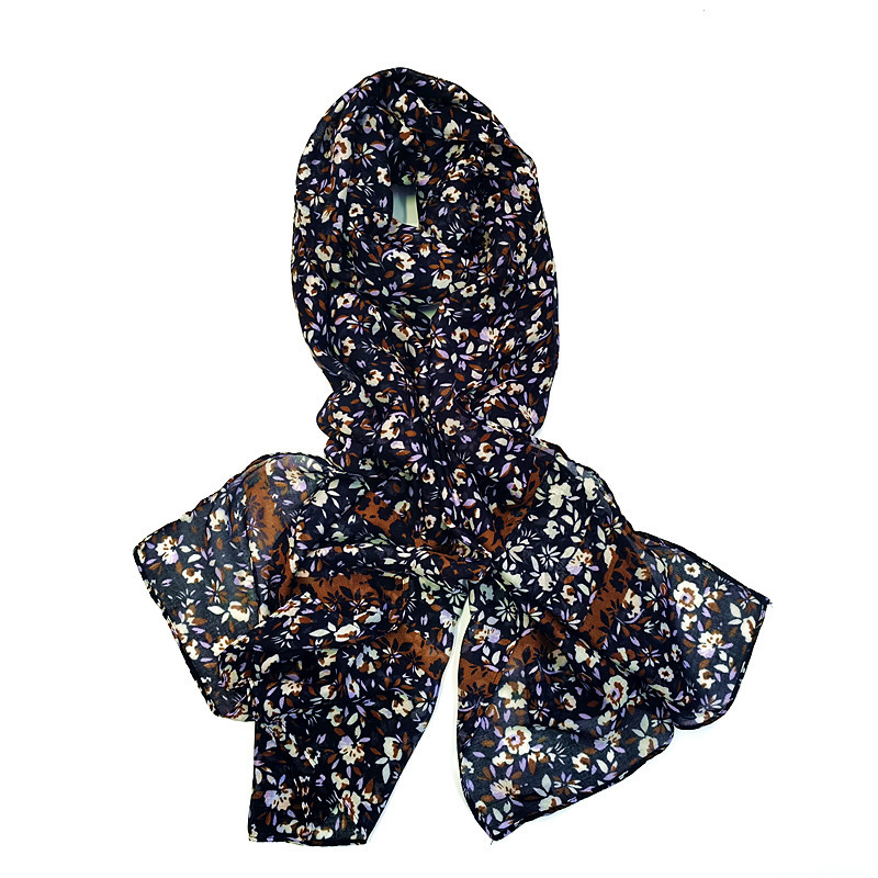 Ladies' Accessories Beach Long Pastoral Scarves Small Flora Print Head Shawl Lady Fashion Fringe Muffler Fashion Spring Light Soft Scarf for Women