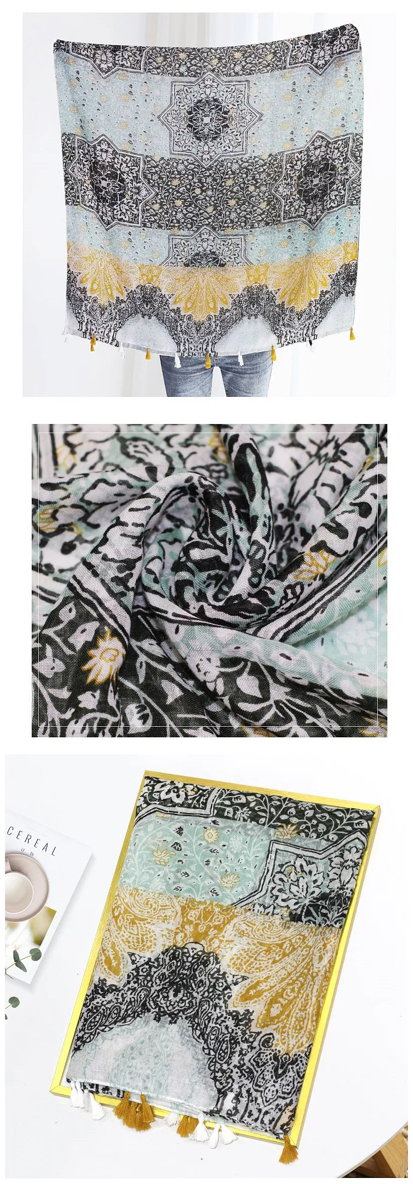 Ladies Fashion Accessories Soft Hand Feel Neckerchief Lightweight Poly Silk Scarves Muslim Hijab Head Scarf for Women