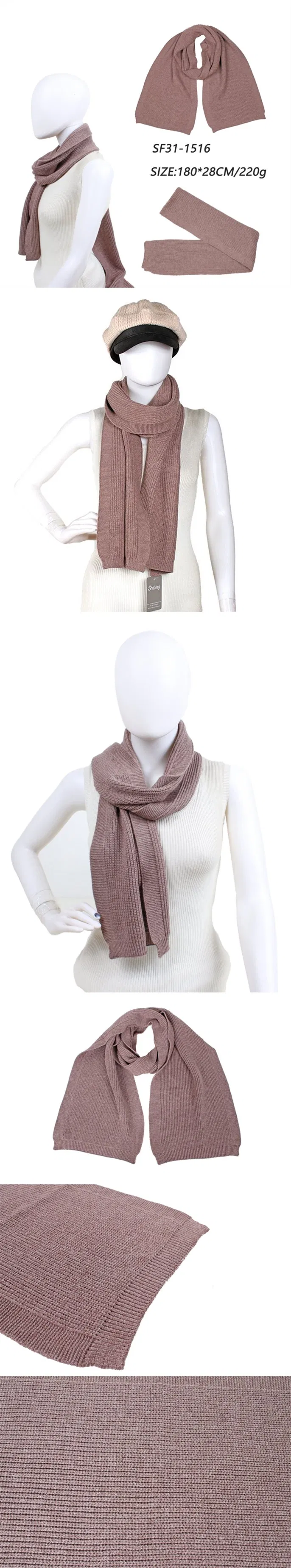 Lady Acrylic Custom Logo Excellent Quality Girls Soft Pin Knitting Winter Neck Scarf for Kids Students