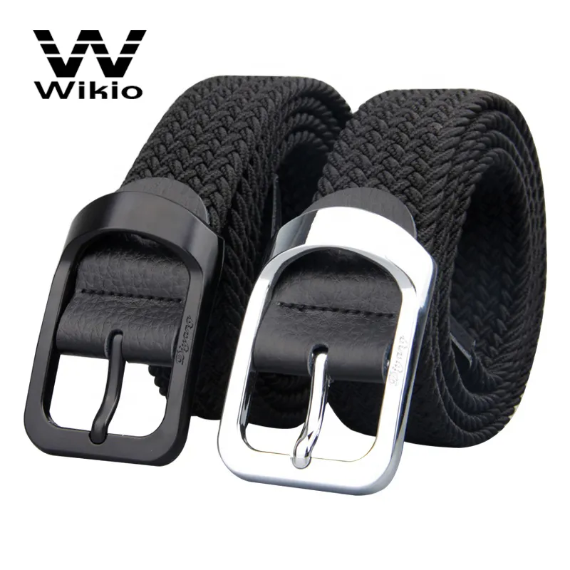 Lady Fashion Woven Stretch Braided Waist Belt for Jeans Wholesale Luxury Single Prong Multicolored Braided Belt