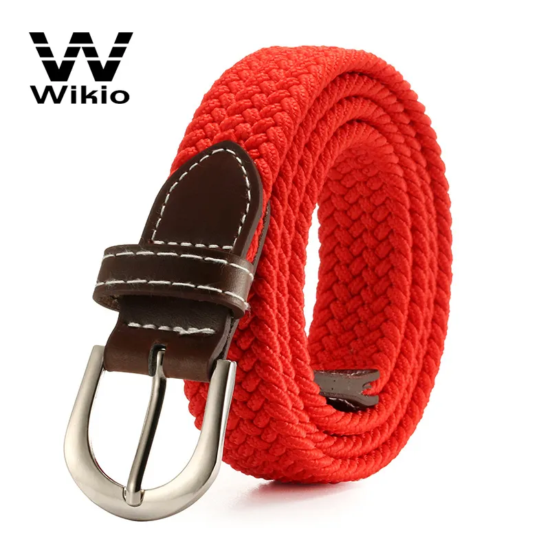 Lady Fashion Woven Stretch Braided Waist Belt for Jeans Wholesale Luxury Single Prong Multicolored Braided Belt