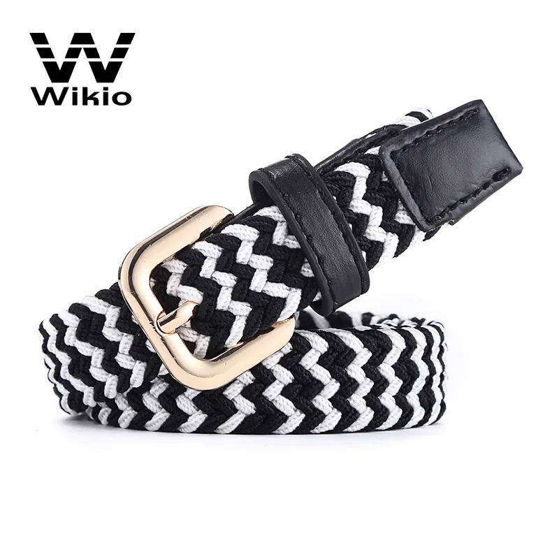 Lady Fashion Woven Stretch Braided Waist Belt for Jeans Wholesale Luxury Single Prong Multicolored Braided Belt