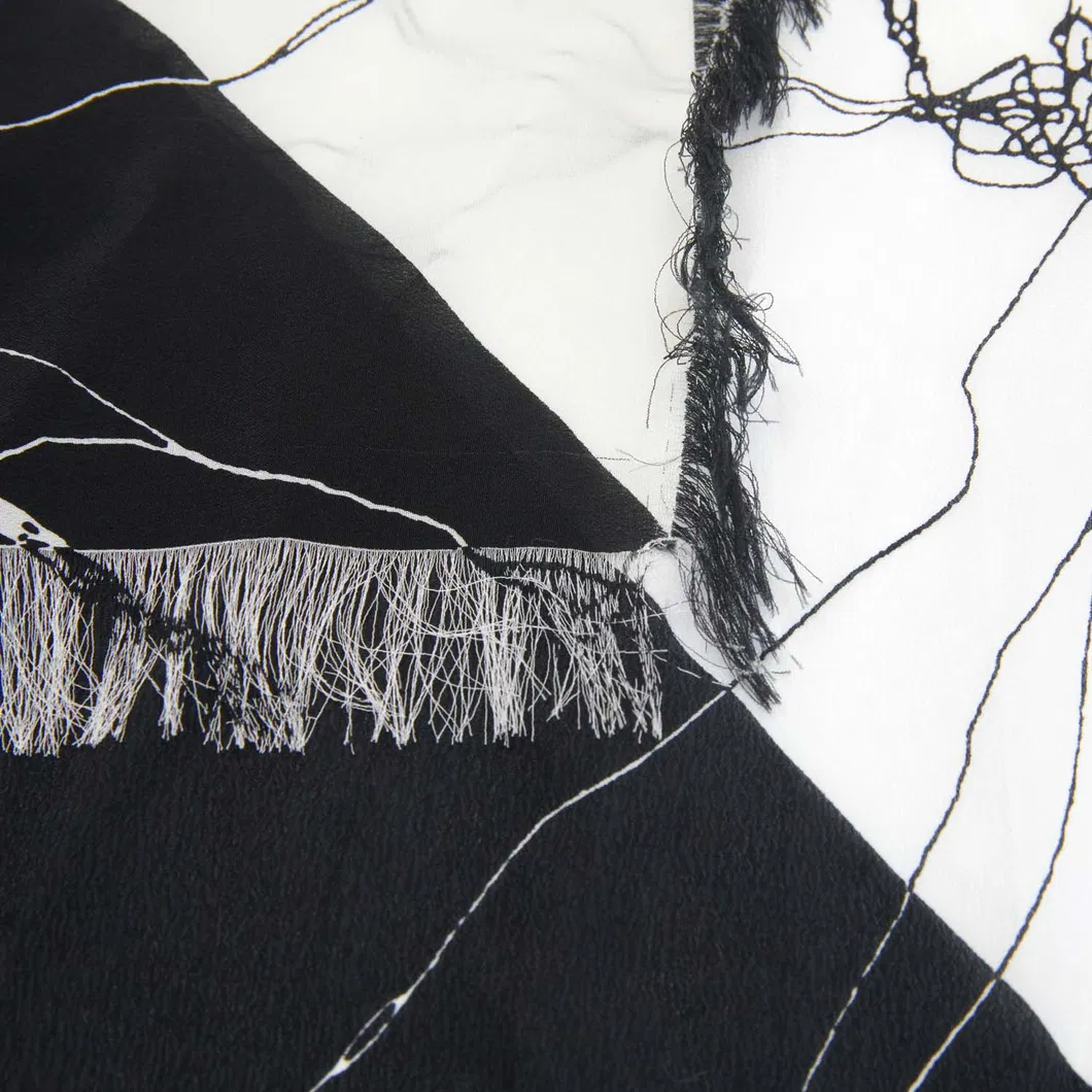 Lady Stole Most Fashion Luxury Fringed Pure Silk Hijab Bandana Scarf Sarong for Women