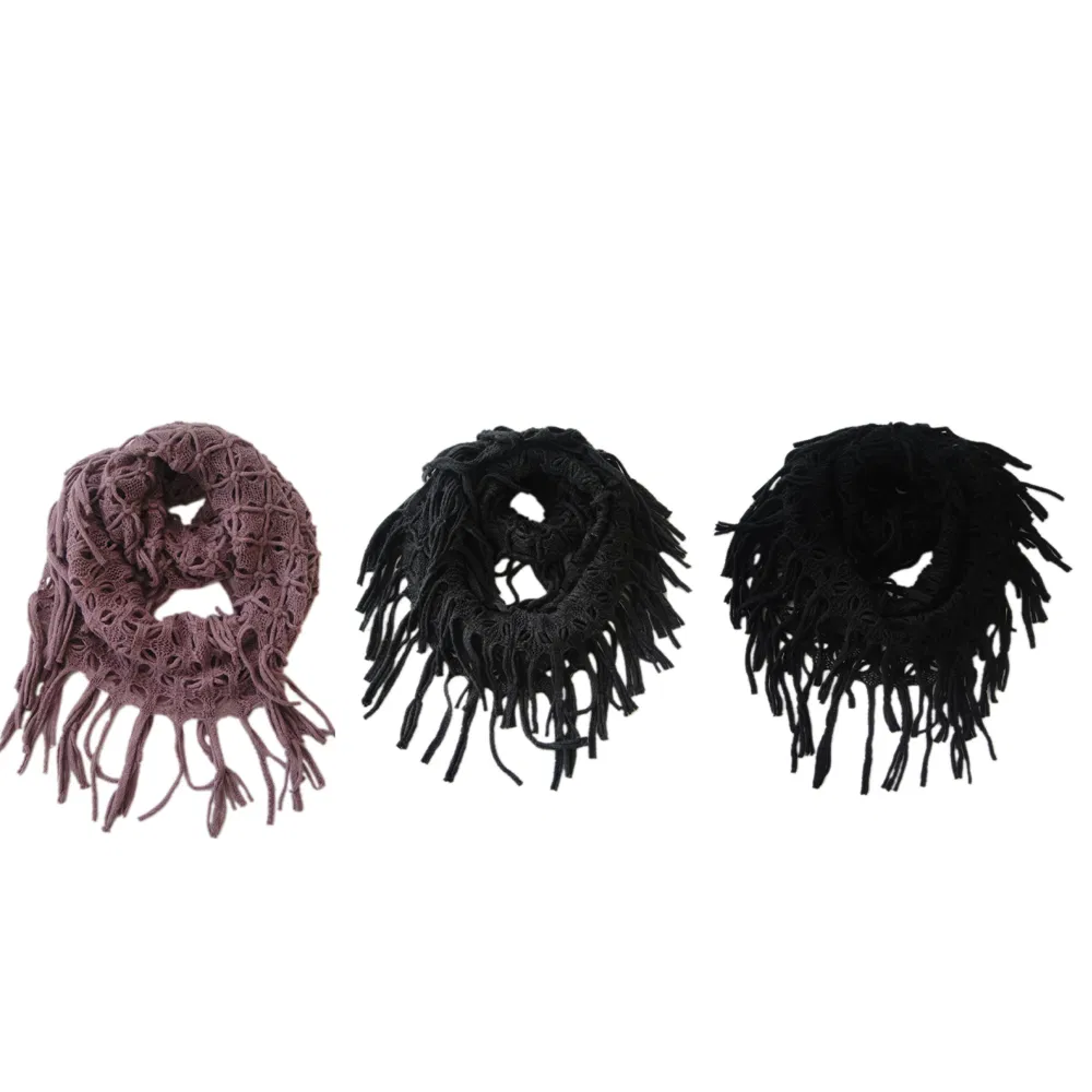 Lady Winter Fashion Knitting Cashmere Like Ribbed Infinity Scarf