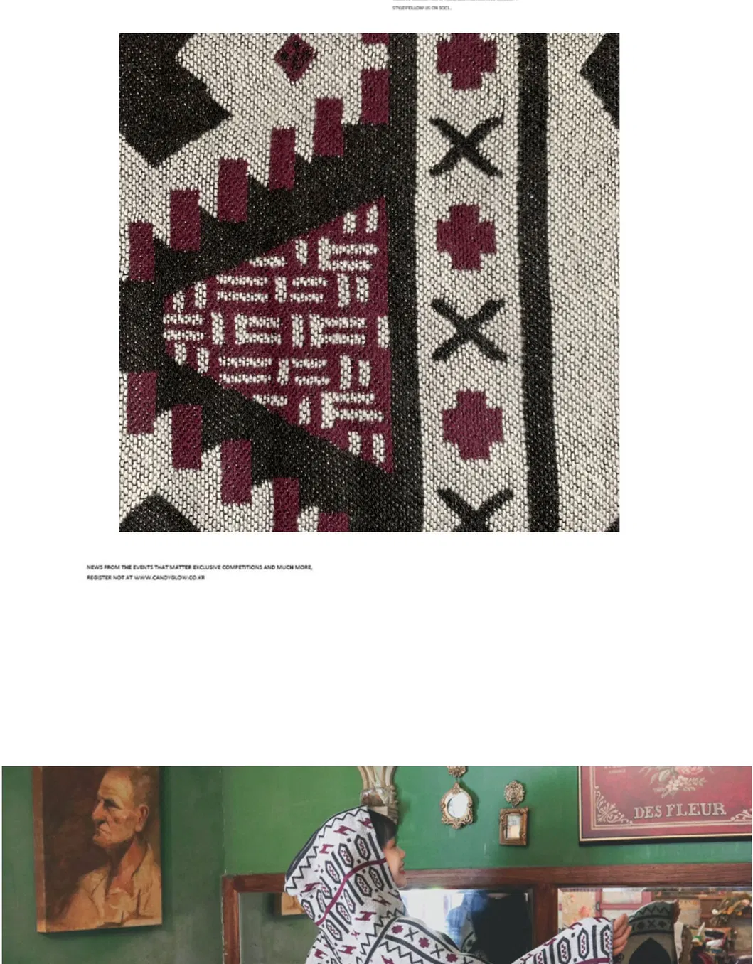 Love-Heart Geometric Pattern Printing Autumn/Winter Warm Big Shawl Belt Cape
