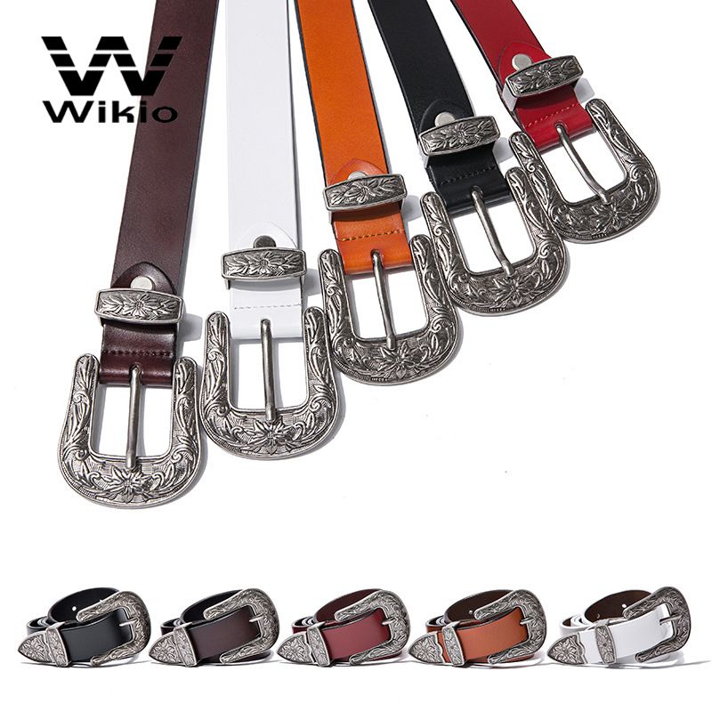 Luxury Two Buckle Leather Jeans Belts for Men Vintage Western Design Waist Belt