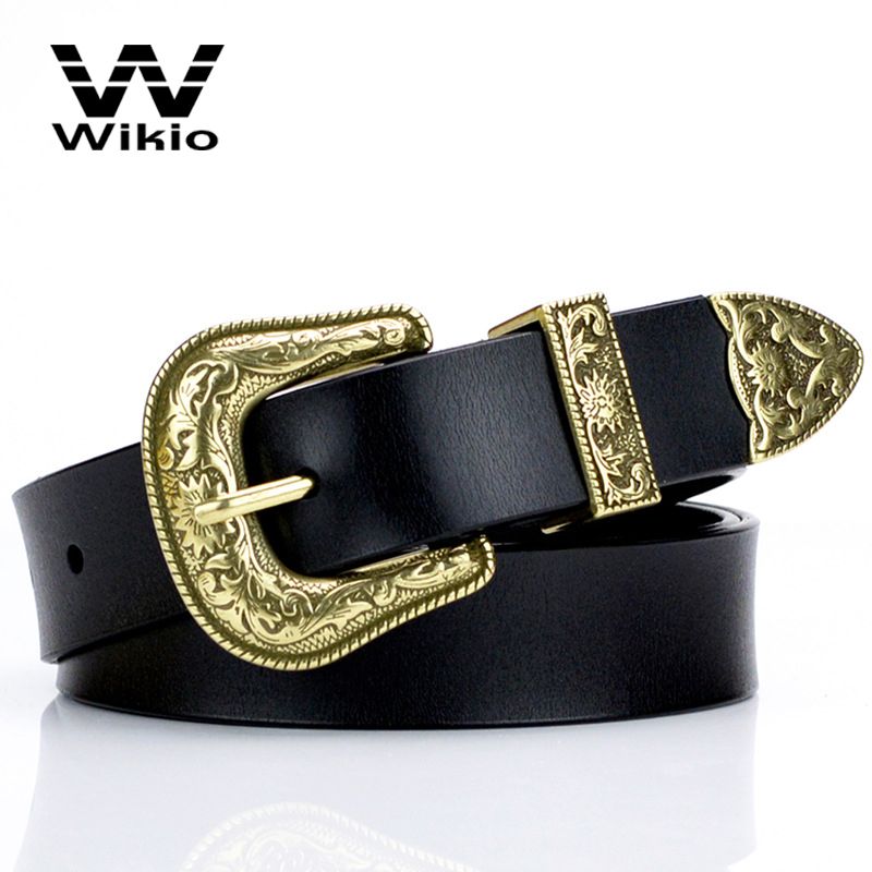 Luxury Two Buckle Leather Jeans Belts for Men Vintage Western Design Waist Belt