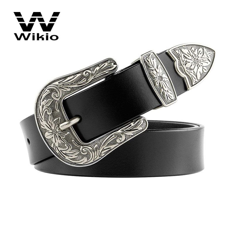 Luxury Two Buckle Leather Jeans Belts for Men Vintage Western Design Waist Belt