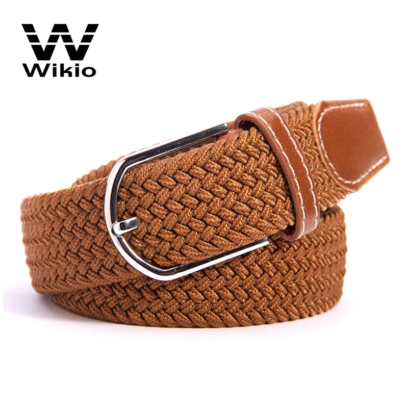 Men Fashion Woven Stretch Braided Waist Belt for Jeans Wholesale Casual Pin Buckle Multicolored Braided Belt