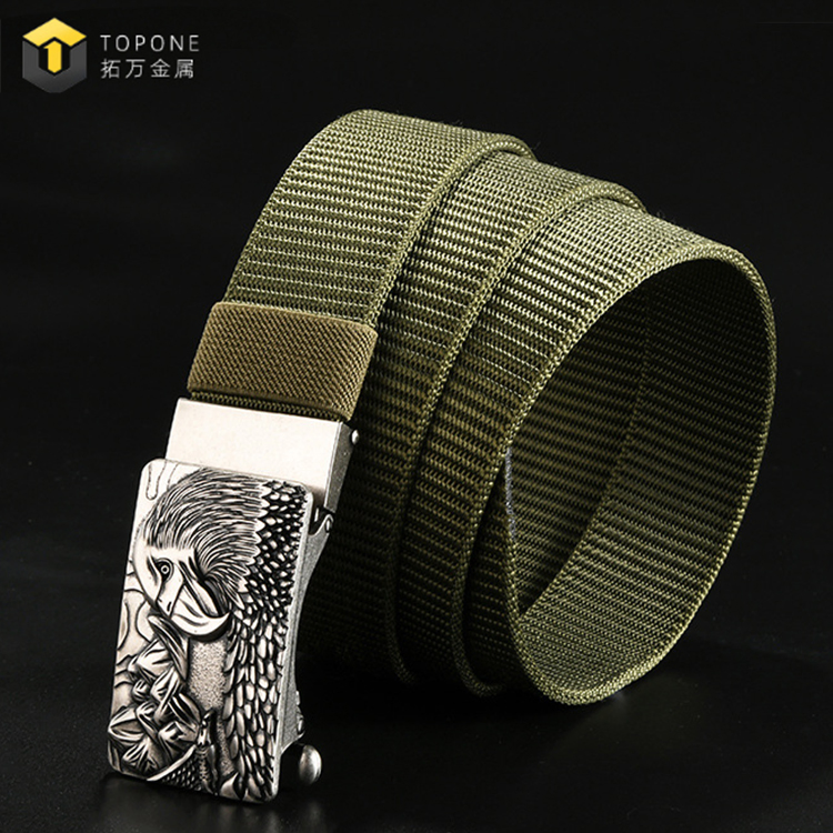 Men's Stylish Luxury Owl Alloy Automatic Tactical Casual Nylon Waist Belt