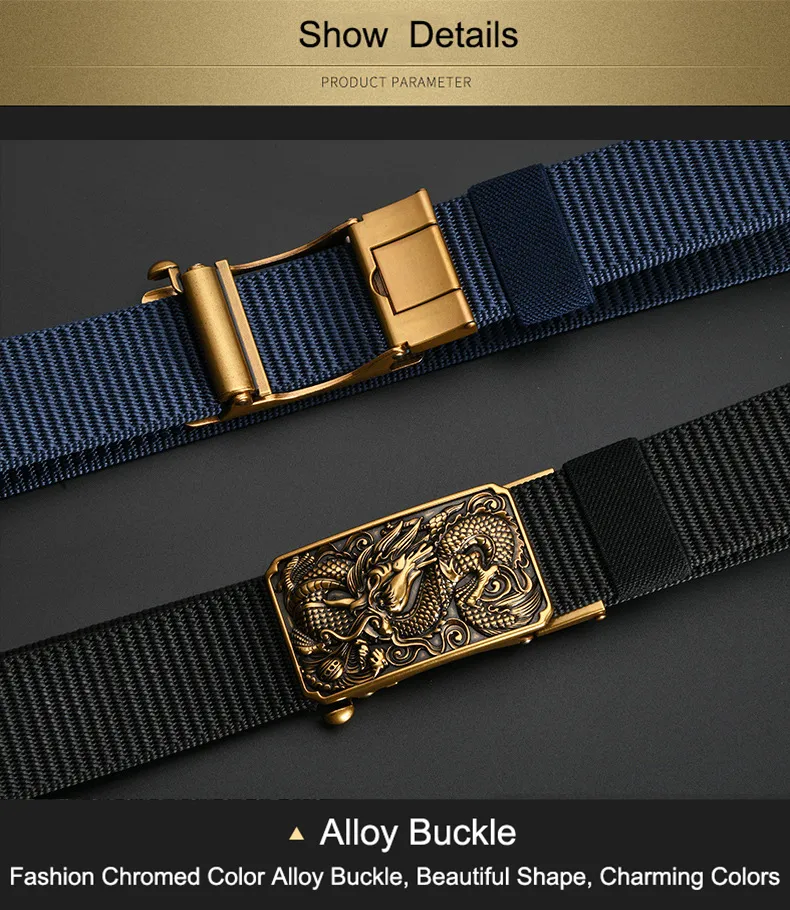 Men′s Stylish Luxury Owl Alloy Automatic Tactical Casual Nylon Waist Belt