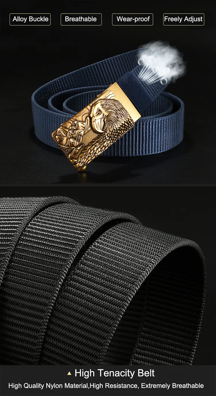 Men′s Stylish Luxury Owl Alloy Automatic Tactical Casual Nylon Waist Belt