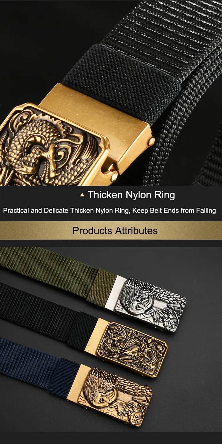 Men′s Stylish Luxury Owl Alloy Automatic Tactical Casual Nylon Waist Belt