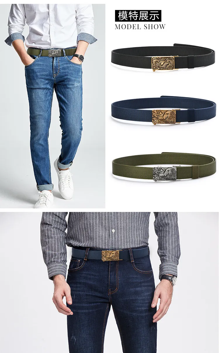 Men′s Stylish Luxury Owl Alloy Automatic Tactical Casual Nylon Waist Belt