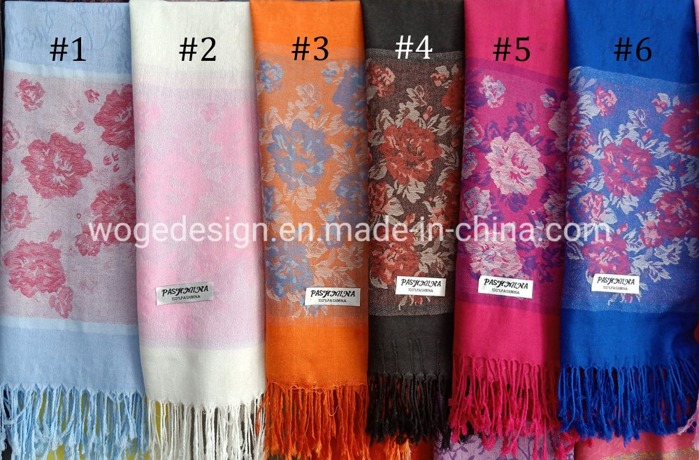 Modish Woge Factory Hot Sold Tippet Dress Shawl Nice Mujer Soft Viscose Jacquard Floral Pashmina