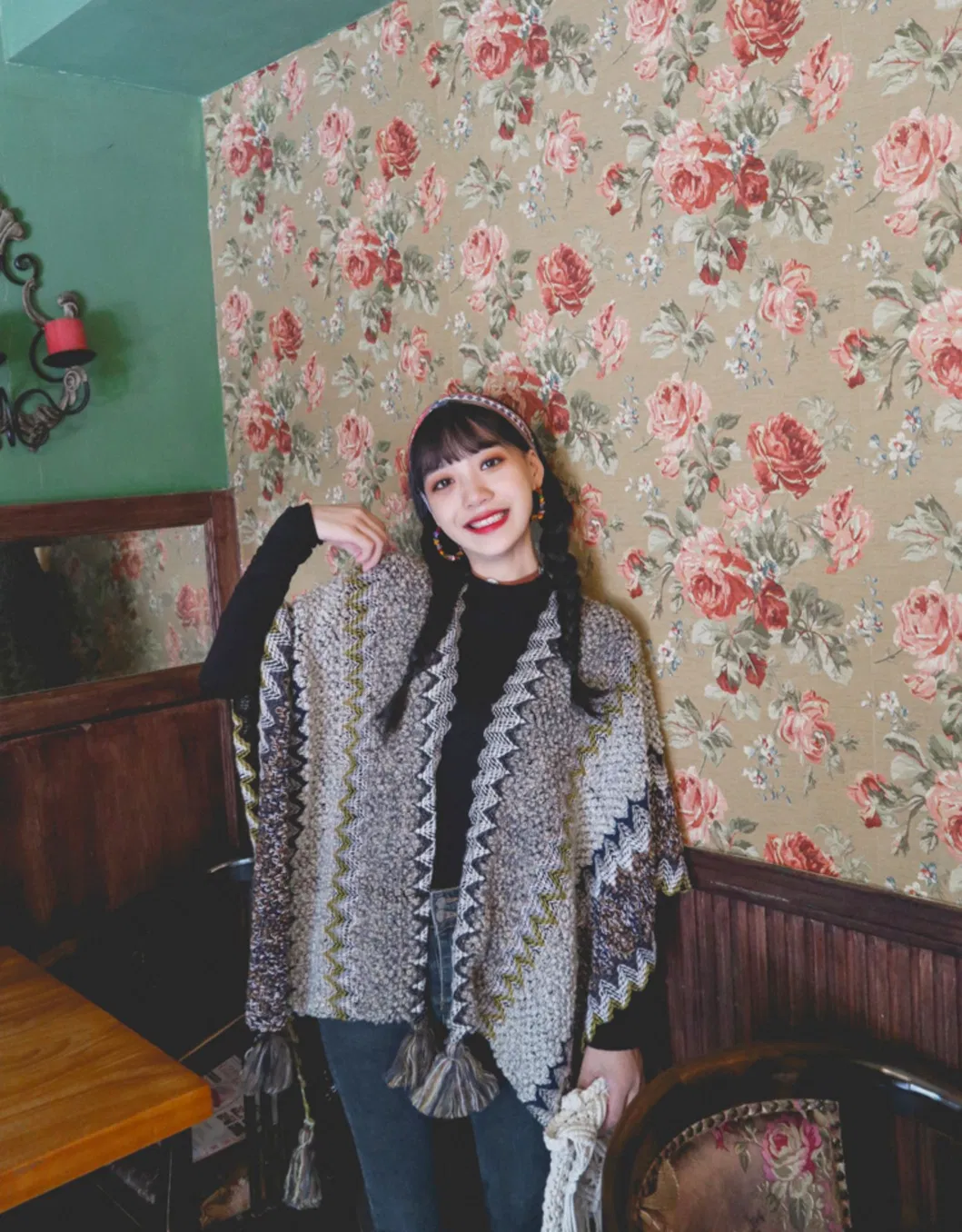 National Style Design Rectangular Six Colors Tassels Warm Women Shawl