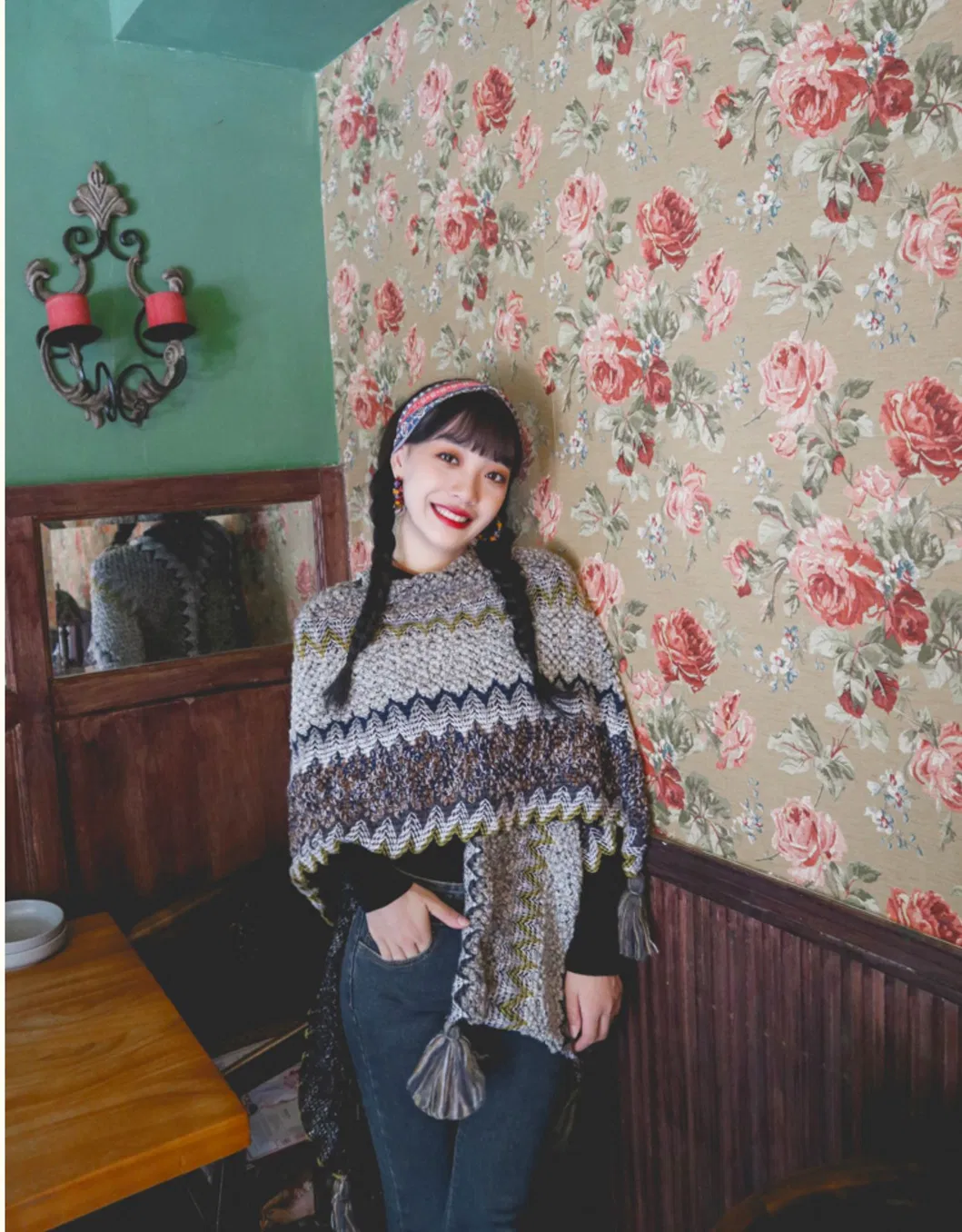 National Style Design Rectangular Six Colors Tassels Warm Women Shawl