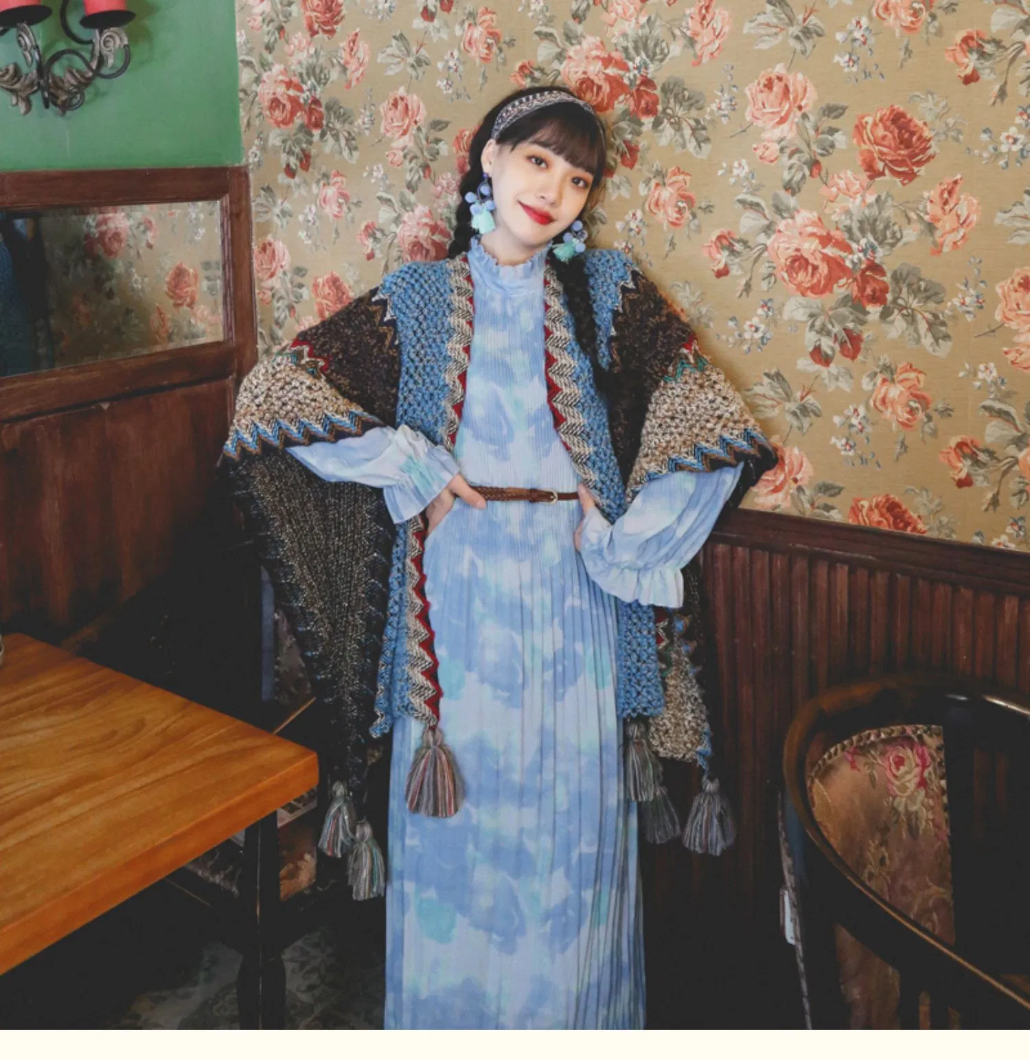 National Style Design Rectangular Six Colors Tassels Warm Women Shawl