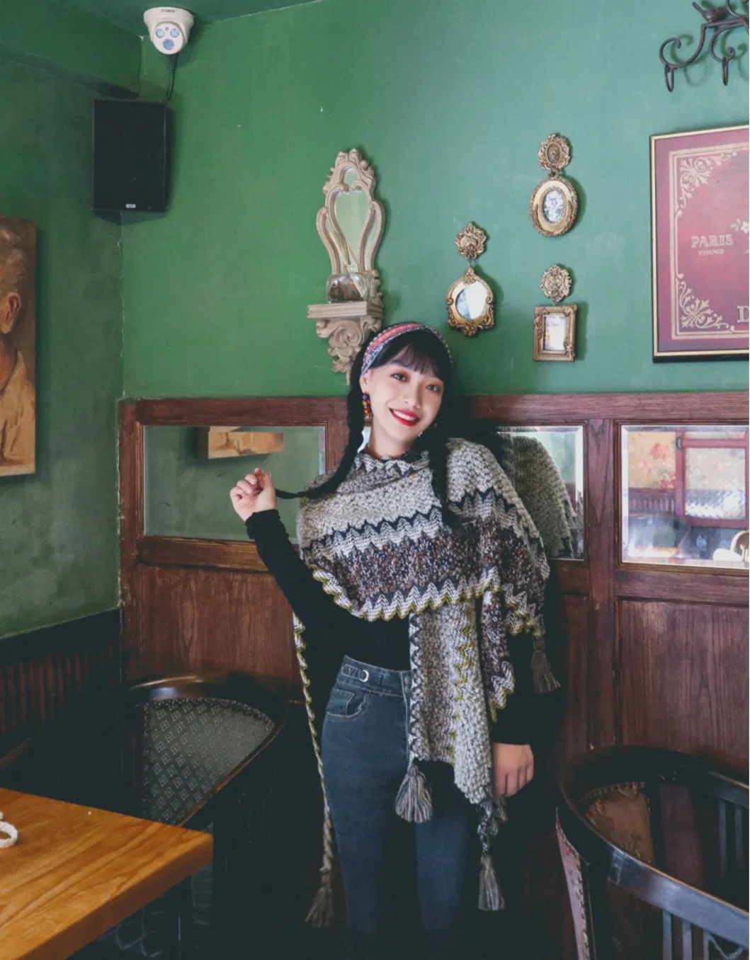 National Style Design Rectangular Six Colors Tassels Warm Women Shawl