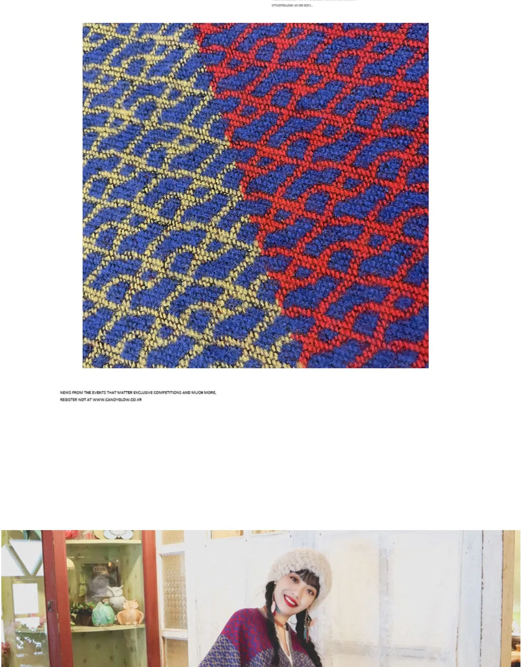 National-Wind Color-Stitching Thick Large Shawl Travel-Vacation Warm Cape