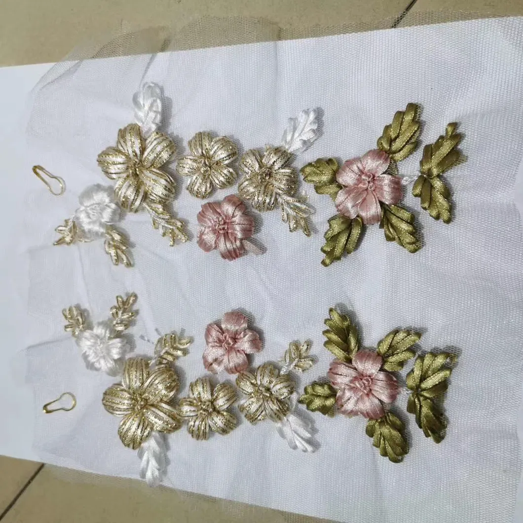 New Style Wholesale Sew on Flower Lace Embroidery Beaded Patch with Sequins for Clothing Accessories
