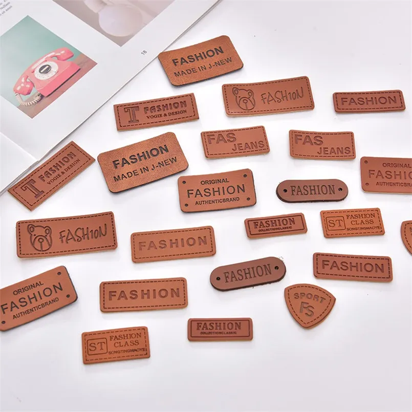 Nice Design Custom Brand PU Printing Leather Label for Luggage