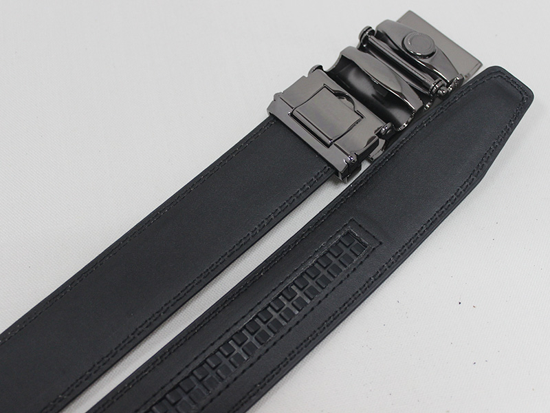 Plaque Buckle Automatic Leather Belt Mens Business Formal Dress Belt