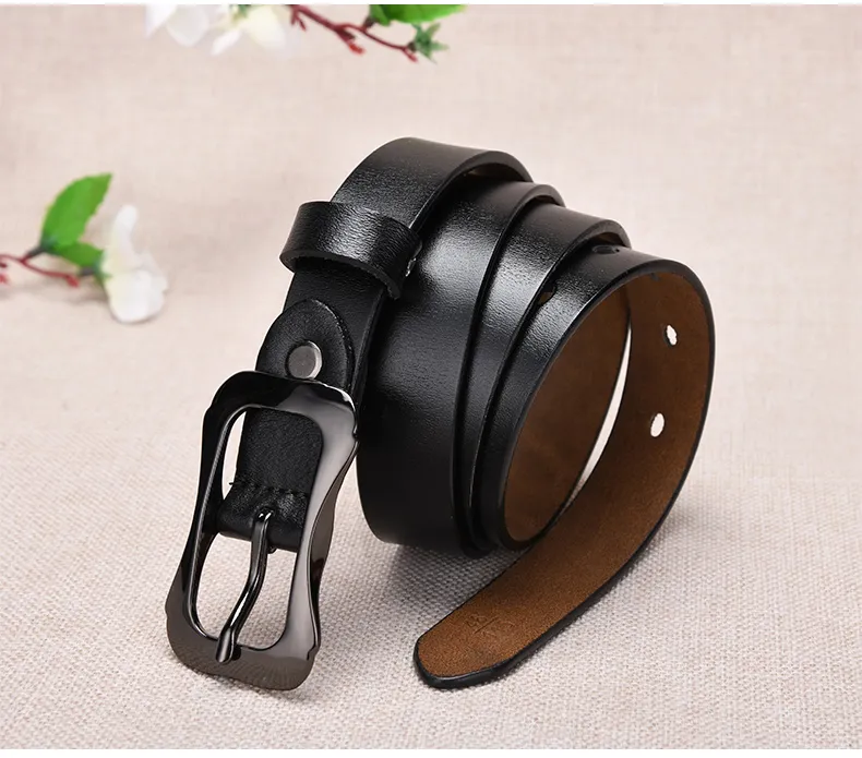Simple New Style Pure Cowhide Fashion Style Joker Pin Buckle Real Leather Ladies Belt