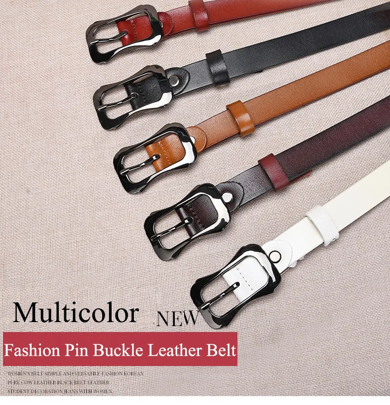 Simple New Style Pure Cowhide Fashion Style Joker Pin Buckle Real Leather Ladies Belt